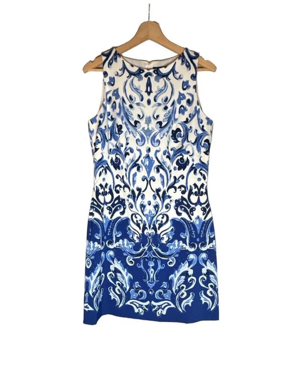 Lauren Ralph Lauren Blue And White Damask Dress Size 10